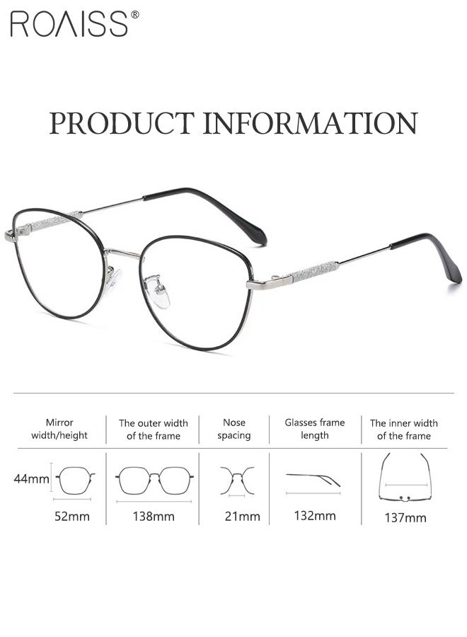 roaiss Women's Blue Light Blocking Sunglasses Anti UV and Glare Blue Light Filter Computer Glasses Cat Eye Photochromic Anti Eyestrain Headache Eyewear Black Silver - Image 3